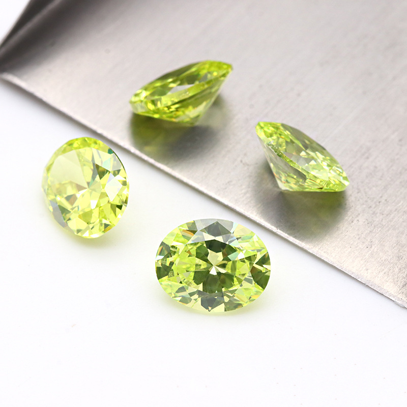 3EX Apple Green 5A Oval Cubic Zirconia