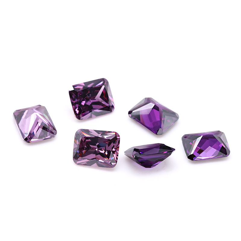 Fuchsia 3A Crystal DEF Color VVS 3EX Rectangular Cubic Zirconia