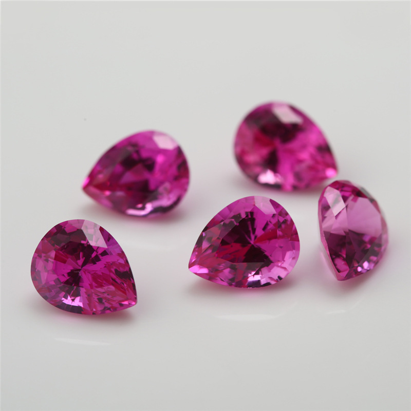 3# Synthetic Red Corundum Gem Wholesale Pear Shaped Ruby